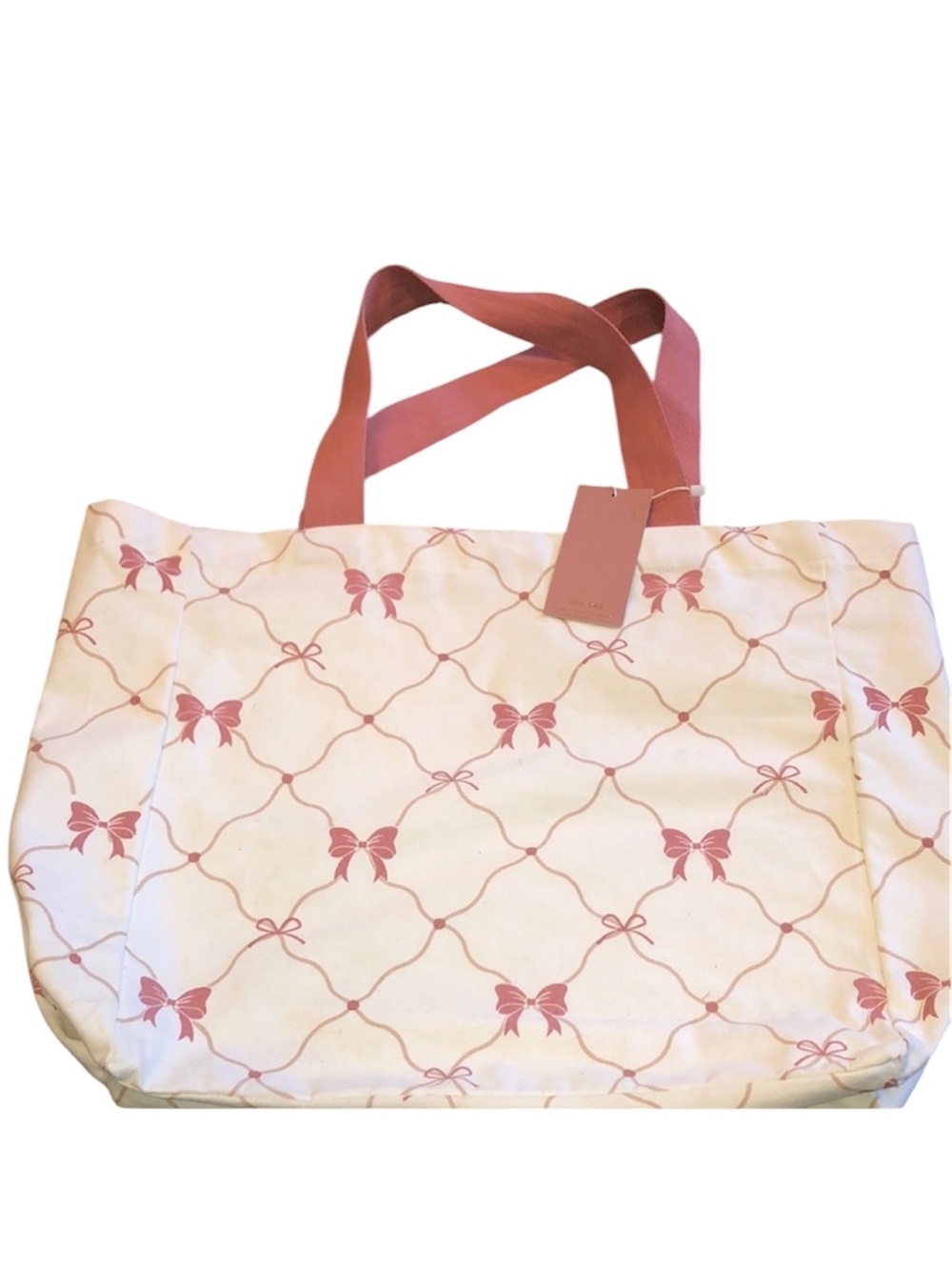 Cute tote bag with pink bows print new with tags